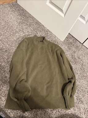 women’s Olive Green Mock Neck Knit Sweater